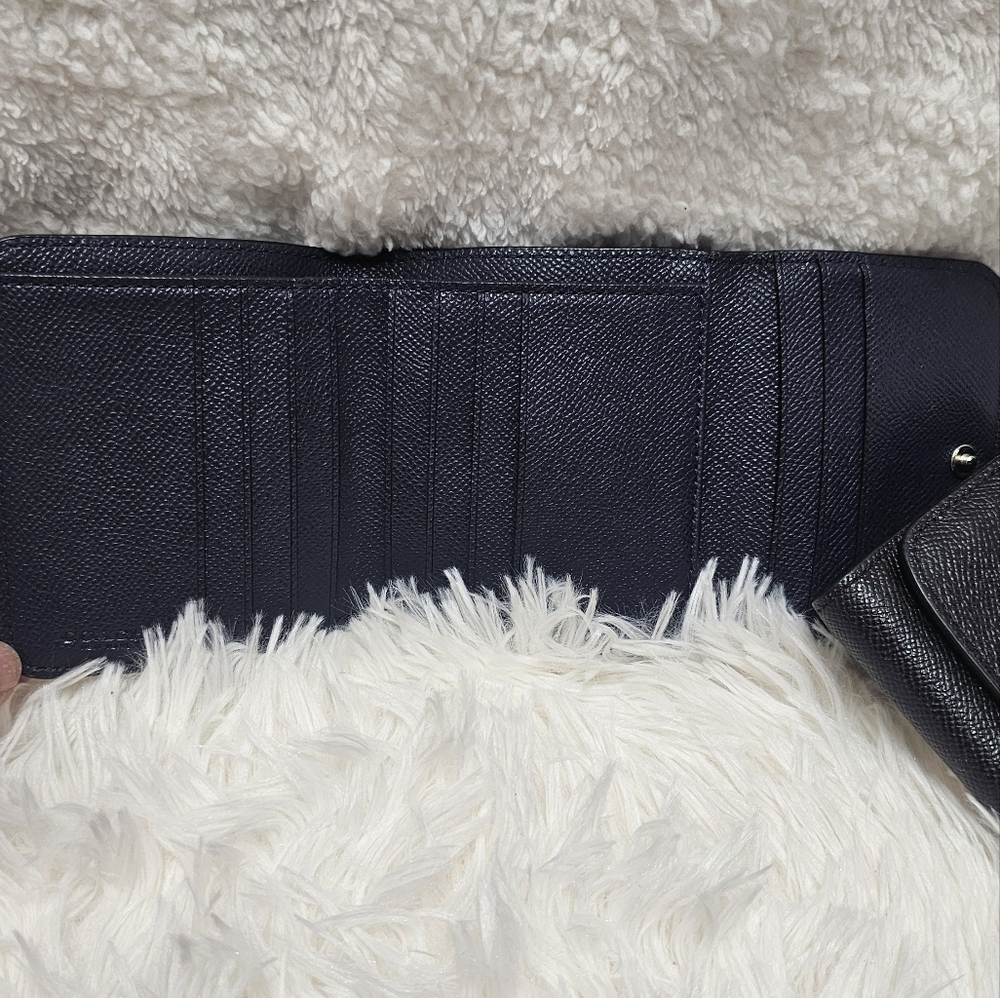 Coach Essential Mini Trifold Wallet In Colorblock Blue - Picture 9 of 10